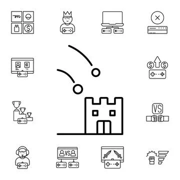 Castle, wars, game, target flat vector icon in esport pack Stock Illustration