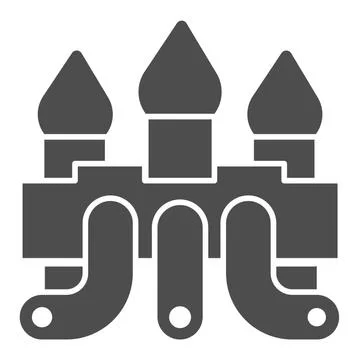 Castle with water slides solid icon, waterpark concept, Water Games sign on イラスト素材