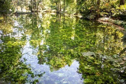 Castle Weiher with reflections from the sunlight Stock Photos