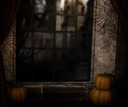 Castle window spooky background Stock Illustration