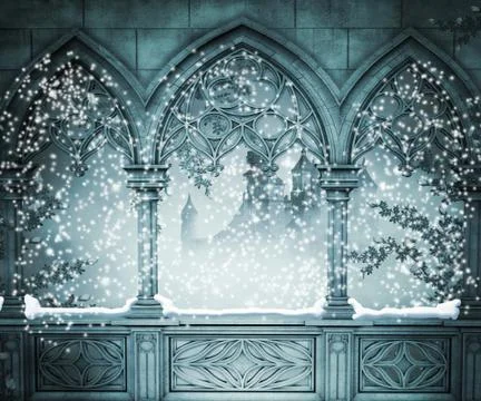 Castle winter background Illustrazione stock