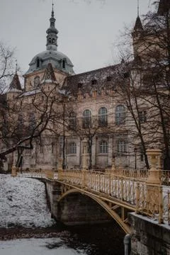Castle on winter time Stock Photos