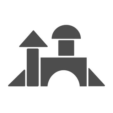 Castle from wooden blocks solid icon, Kids toys concept, toy building game sign Ilustración de archivo