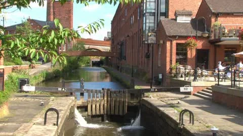 Castlefield Canal &amp; Bar Stock Footage 8950824