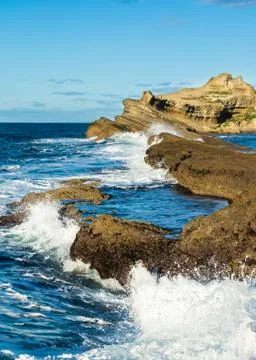 Castlepoint reef Waves Foto stock