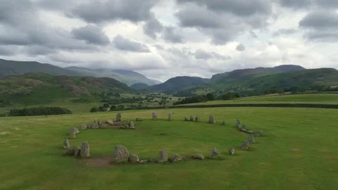 Castlerigg Stone Circle from a drone, Keswick, Lake District National Park, UK Stock Footage 250987511