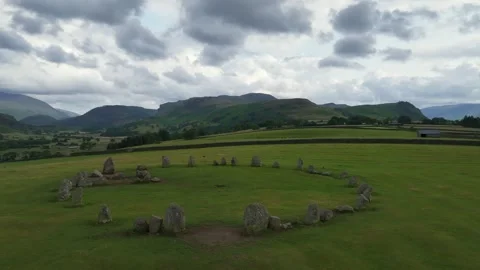 Castlerigg Stone Circle from a drone, Keswick, Lake District National Park, UK Stock Footage 250987523