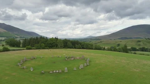 Castlerigg Stone Circle from a drone, Keswick, Lake District National Park, UK Stock Footage 250987564