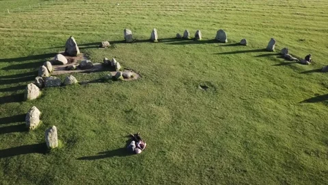 Castlerigg Stone Circle Low Drone Clip, Circling and Rising, Cumbria, UK, 4K Stock Footage 148518484