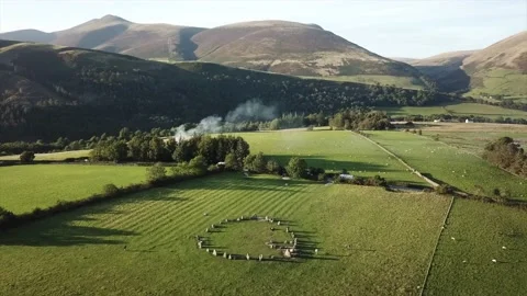 Castlerigg Stone Circle Low Drone Clip, Mountains, Cinematic, Cumbria, UK, 4K Stock Footage 148519502