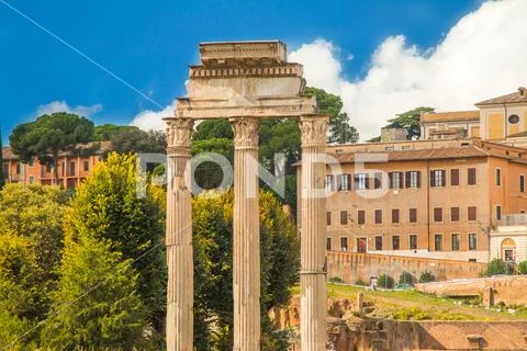 Castor and Pollux Temple in Roman Forum (Forum Romanum), Italy Stock Photos