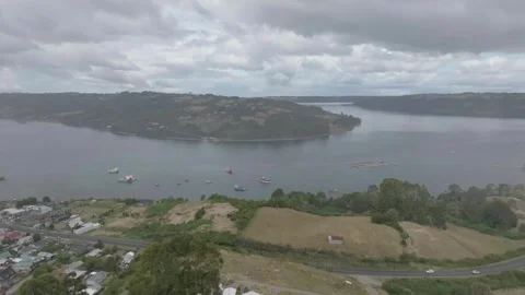 Castro Aerial View Isla de Chiloe, Chile Stock Footage 310612862