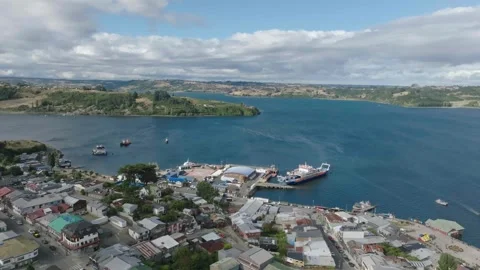 Castro Aerial View Isla de Chiloe, Chile Stock Footage 310613100
