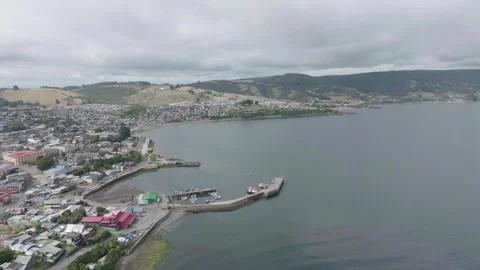Castro Aerial View Isla de Chiloe, Chile Stock Footage 310613539