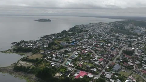 Castro Aerial View Isla de Chiloe, Chile Stock Footage 310613696