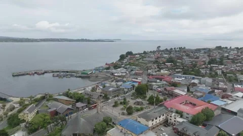 Castro Aerial View Isla de Chiloe, Chile Stock Footage 310613794