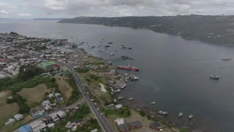 Castro Aerial View Isla de Chiloe, Chile Stock Footage 310613904