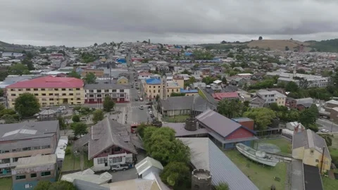 Castro Aerial View Isla de Chiloe, Chile Stock Footage 310614622