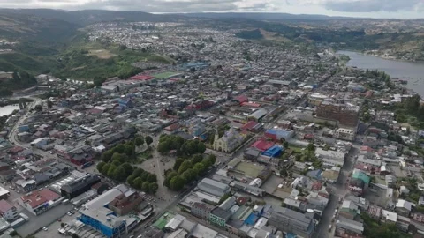 Castro Aerial View Isla de Chiloe, Chile Stock Footage 310614817