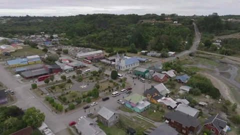 Castro Aerial View Isla de Chiloe, Chile Stock Footage 310614849
