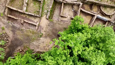 Castro de Armea ancient celtic archaeological site aerial view Stock Footage 335822711