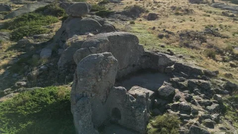 Castro de Ulaca Archaeological Spain, Drone Close-up of Ritual Sauna, 4K Stock Footage 297229836