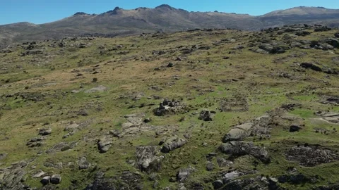 Castro de Ulaca Megalithic Altar in Spain, Atmospheric Drone Flyover, 4K Stock Footage 297226446
