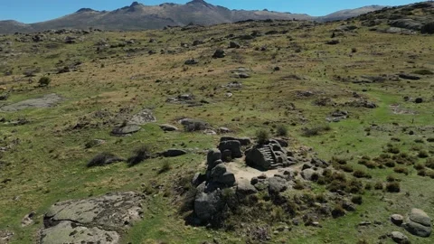 Castro de Ulaca Ruins in Spain, Stunning Drone Descent Circling, 4K Stock Footage 297230492