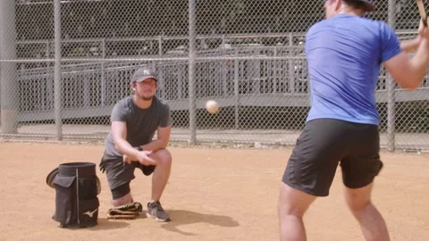 Casual Baseball training hitting practice Video stock 157941576