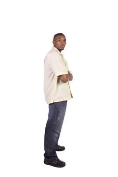 Casual Black Man with a Jacket Posing Foto stock