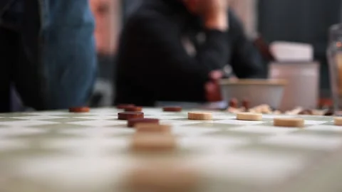 Casual Checkers Game in Cozy Setting Stock Footage 307232189
