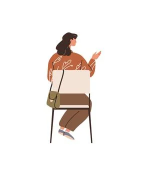 Casual Conversation Between Two People Seated on Chairs in a Minimalist Setti イラスト素材