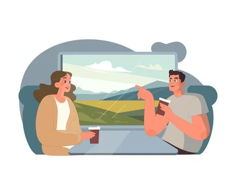 Casual Conversation on Train. Stock Illustration