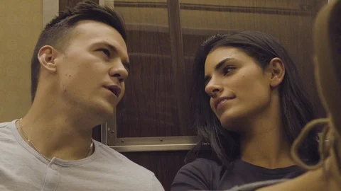 Casual Couple Talks While Riding Subway Stock Footage 95019760