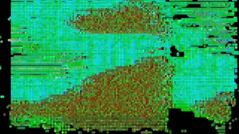 Casual data error futuristic cyberpunk glittering background. Stockbeeldmateriaal 147957480