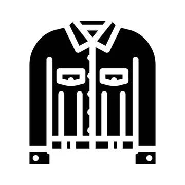 Casual denim jacket outer garment glyph icon Stock Illustration