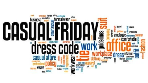 Casual Friday - workplace dress code concept word cloud. Illustrazione stock