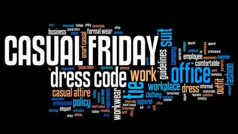 Casual Friday - workplace dress code concept word cloud. Illustrazione stock