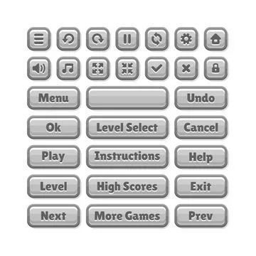 Casual Game UI Kit Buttons Set. Cartoon Style. Vector Illustration