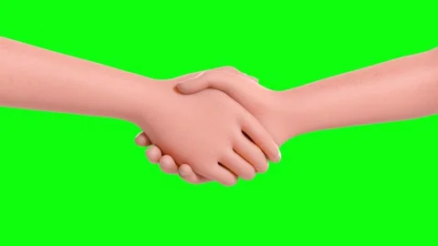 Casual Handshake Between Two Animated Hands on Green Background Vídeo Stock 318959317