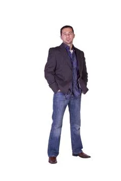 Casual man with a jacket posing Stock Photos
