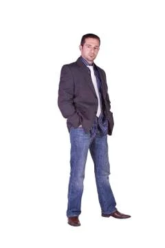 Casual man with a jacket posing Stock Photos
