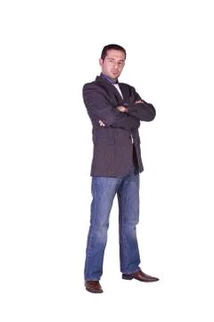 Casual man with a jacket posing Stock Photos