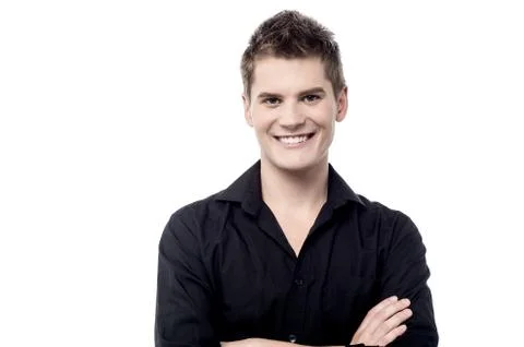 Casual man posing over white Stock Photos