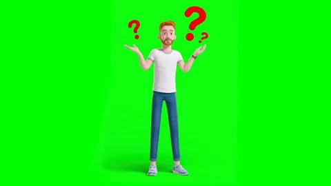 Casual Man Questioning Something While Standing in Green Background Stock Footage 329967488