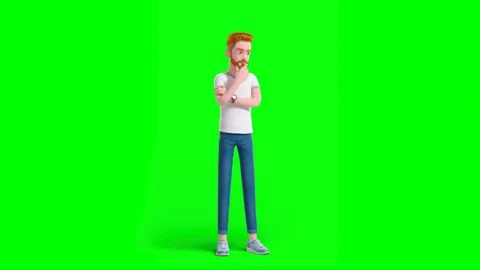 Casual Man Thinking in Green Background With Crossed Arms and Hand on Chin Stock Footage 329967518