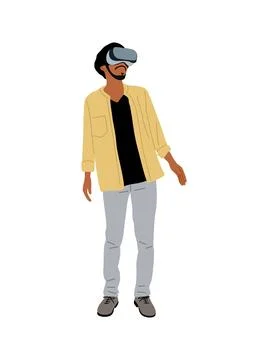 Casual man in virtual reality headset isolated. Stock Illustration