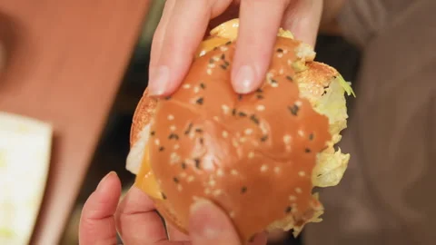 Casual meal break. Midday work pause with sandwich and coffee. Busy professional Stock Footage 337365146