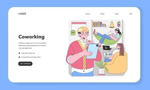 Casual office setting with tech-savvy team. Flat vector illustration Stock Illustration