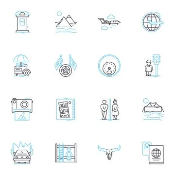 Casual pace linear icons set. Leisurely, Relaxed, Easygoing, Unhurried, Laid Stock Illustration